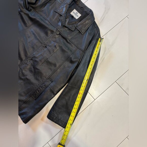 Black Leather button down oversized Shacket coat men’sXXL - Hailey Bieber inspo - Picture 10 of 10